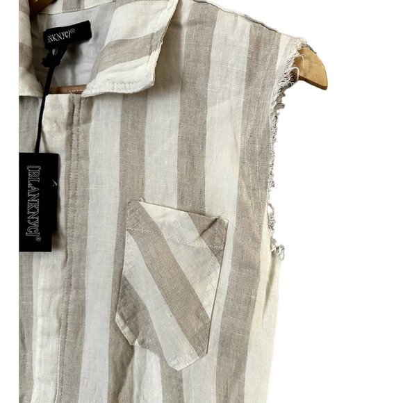 BLANKNYC Striped Linen Romper In Changing Lanes Size XS Women NWT - Picture 3 of 10
